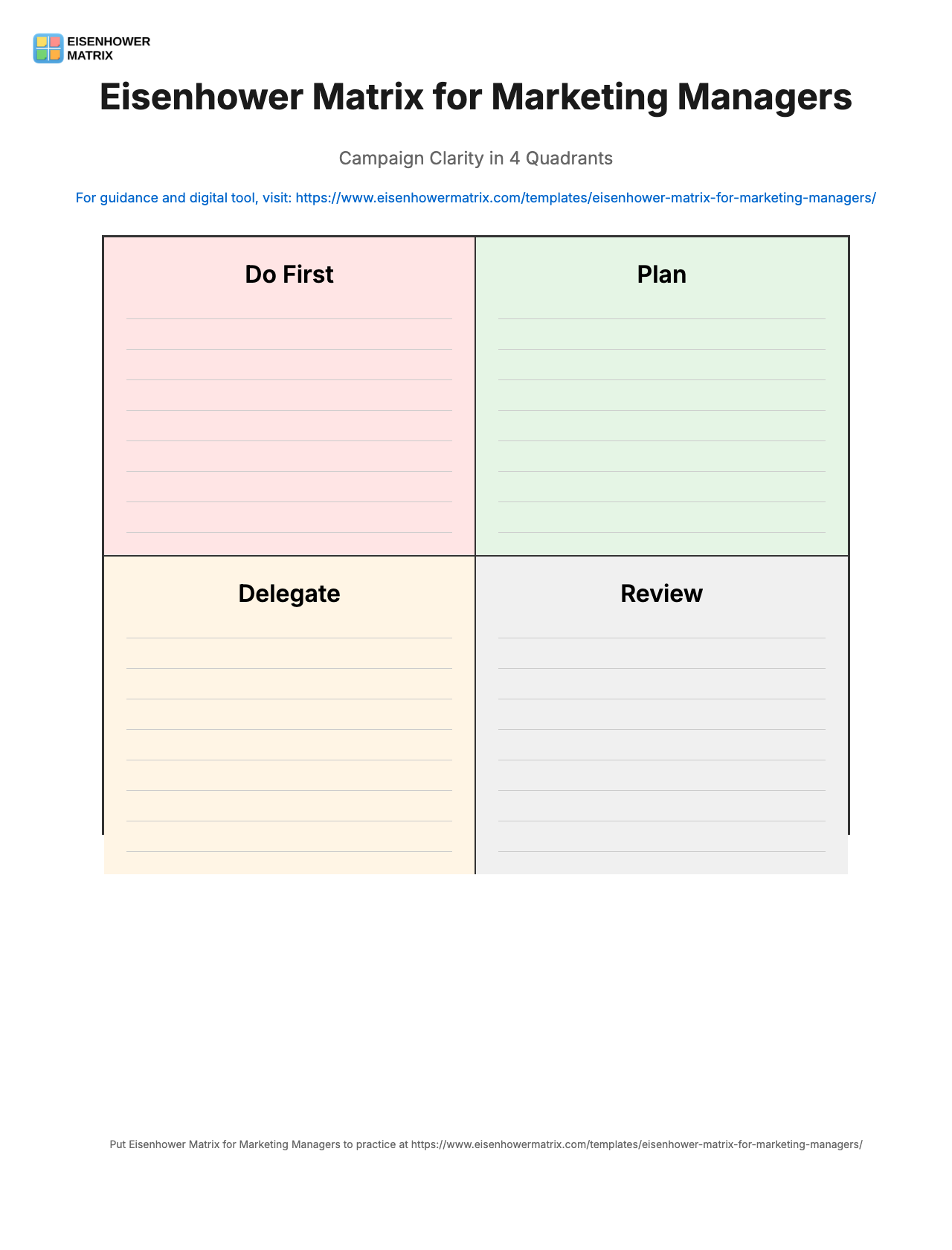 Eisenhower Matrix for Marketing Managers